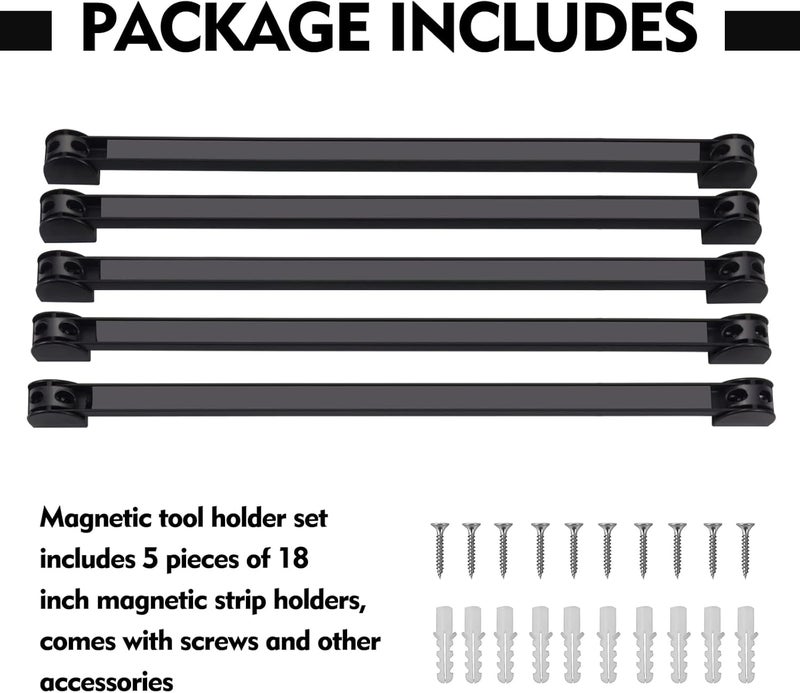 SDLDEER 5 Pack Magnetic Tool Holder, Magnetic Strips Tool Magnet Bar PVC Coated for Garage Tool Organizer 16 In - Image 5